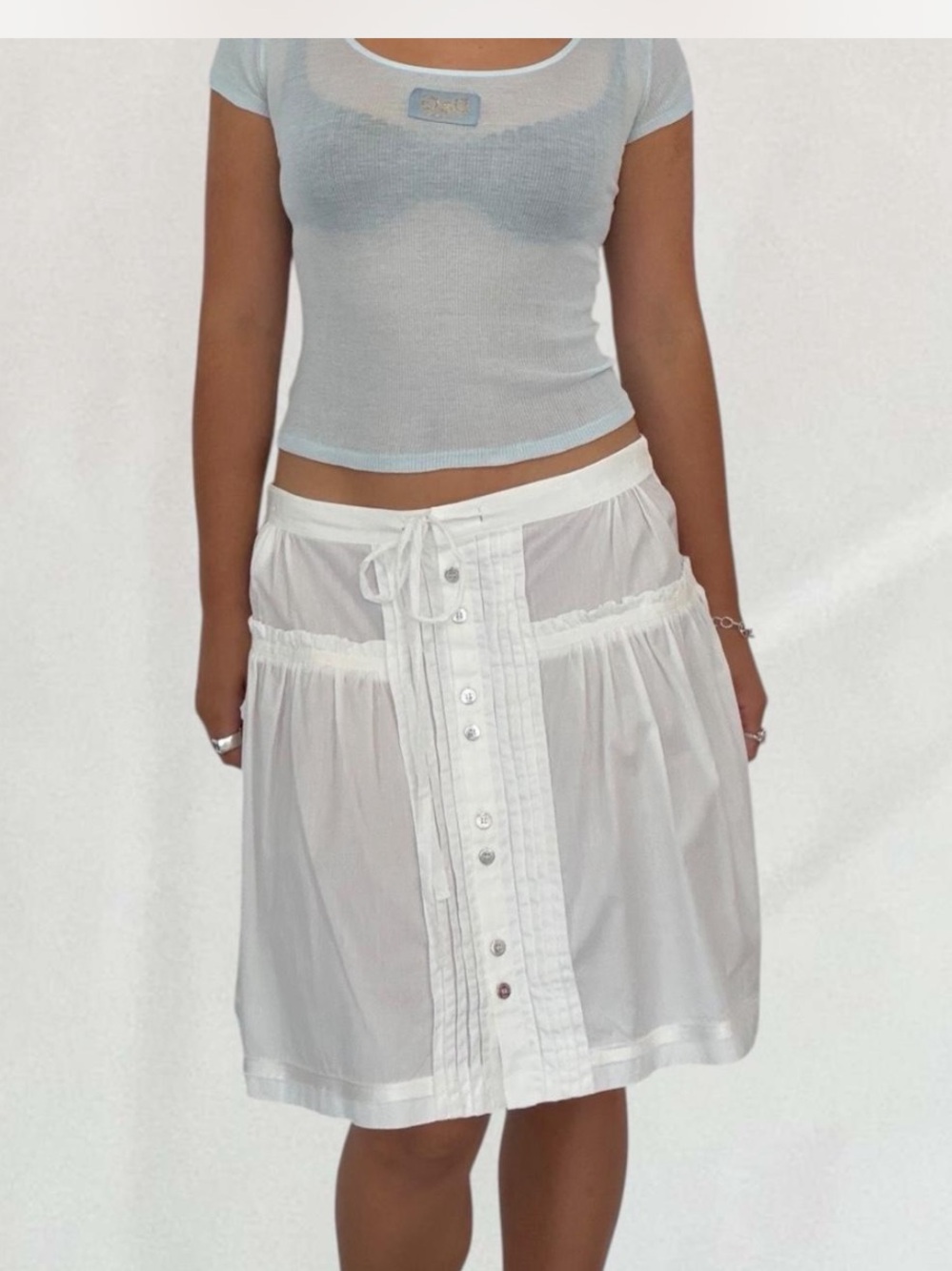 Dolce & Gabbana white button up midi skirt